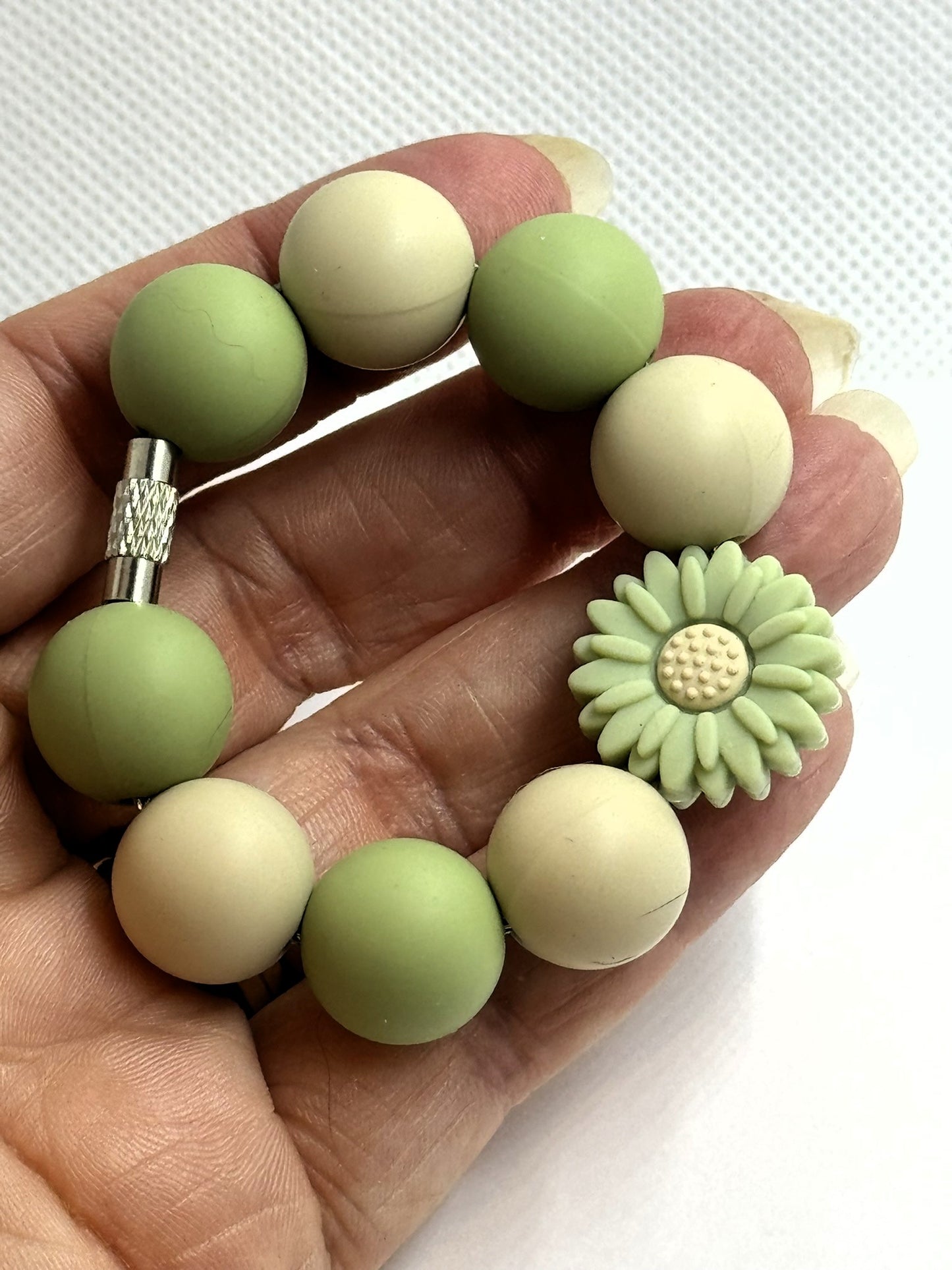 Tan Green Daisy Cup Charm Cup