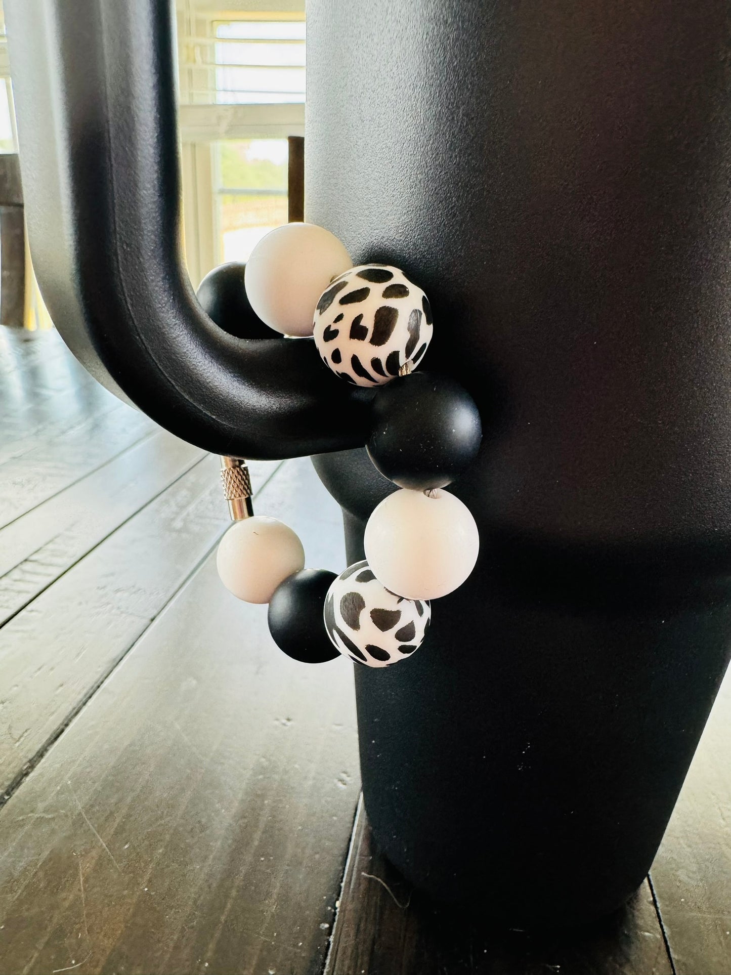 Black White Cow Cup Charm