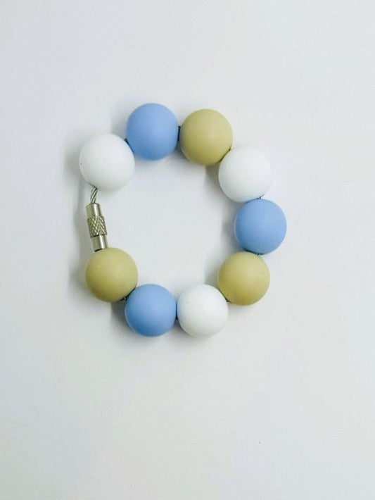 Blue White Tan Cup Charm