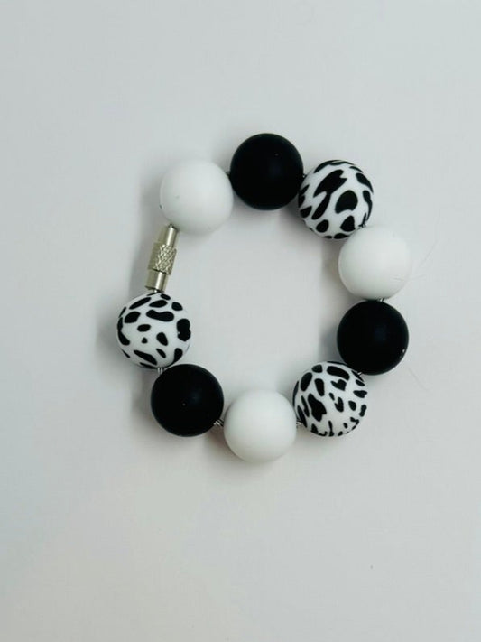 Black White Cow Cup Charm