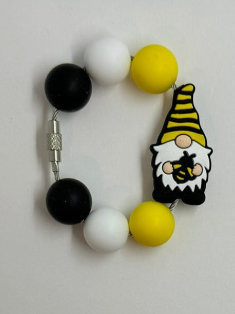 Gnome Bee Cup Charm Yellow Black White