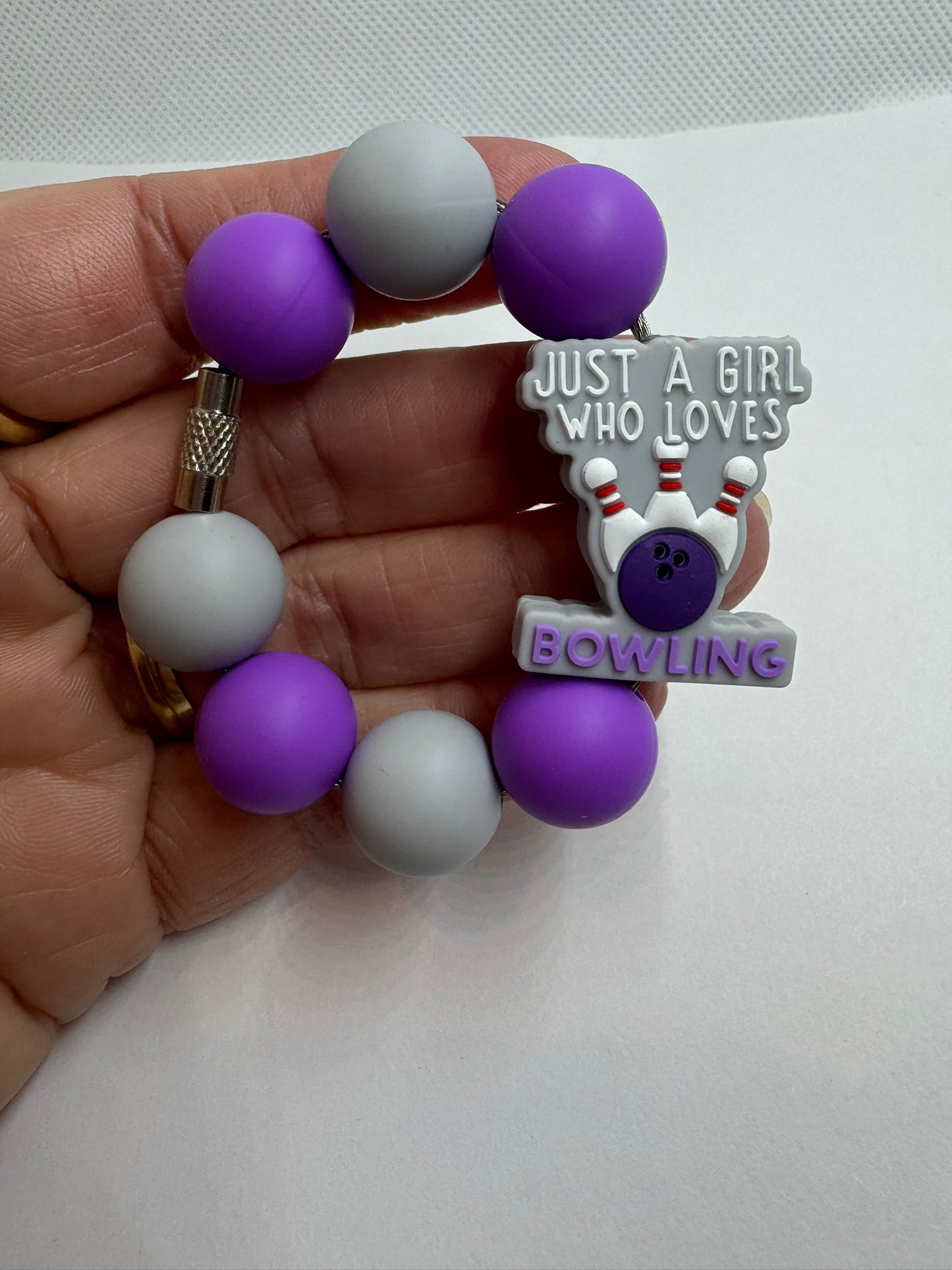 Just a Girl Who Loves Bowling Purple Gray Cup Charm (Copy)