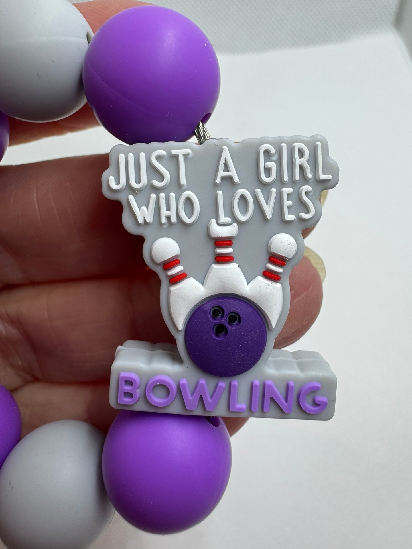 Just a Girl Who Loves Bowling Purple Gray Cup Charm (Copy)