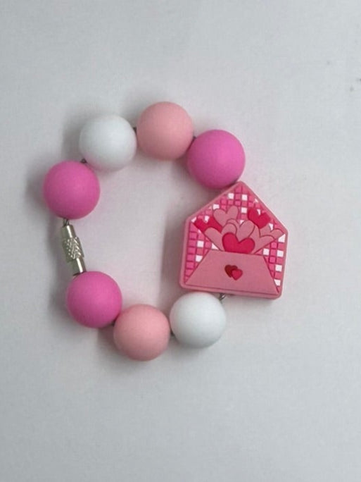 Pink Evelope Heart Valentine Cup Charm