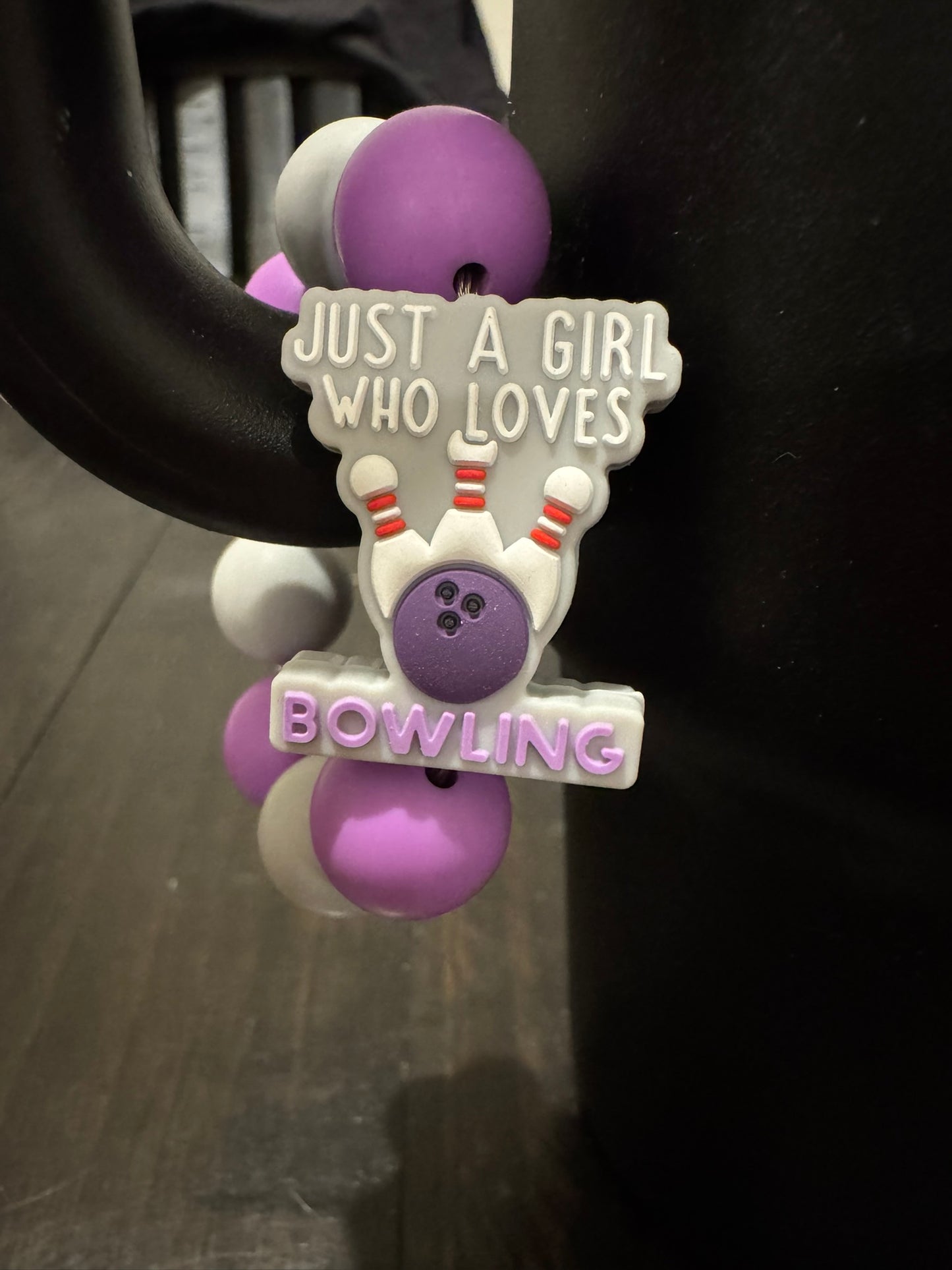 Just a Girl Who Loves Bowling Purple Gray Cup Charm (Copy)