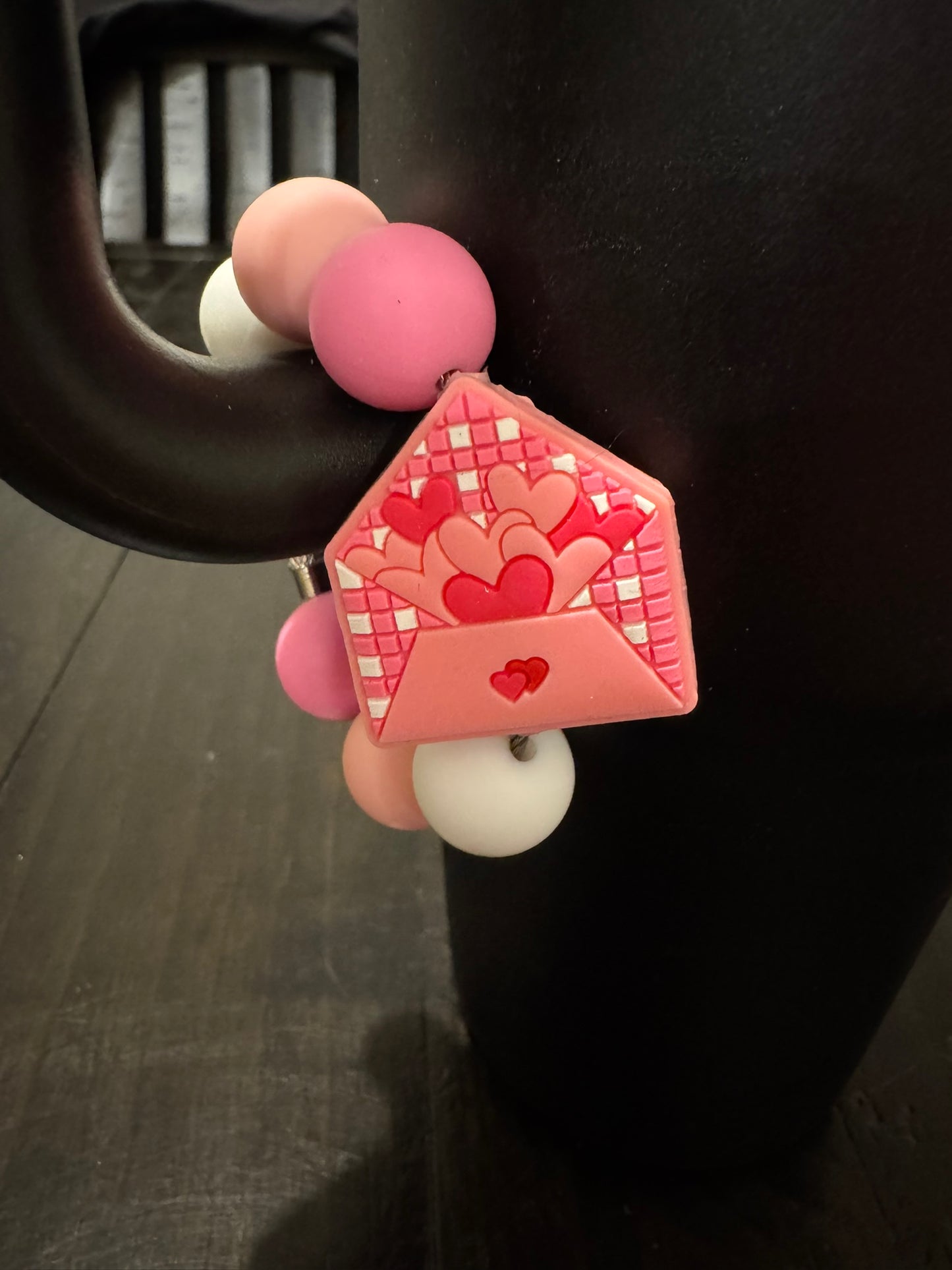 Pink Evelope Heart Valentine Cup Charm