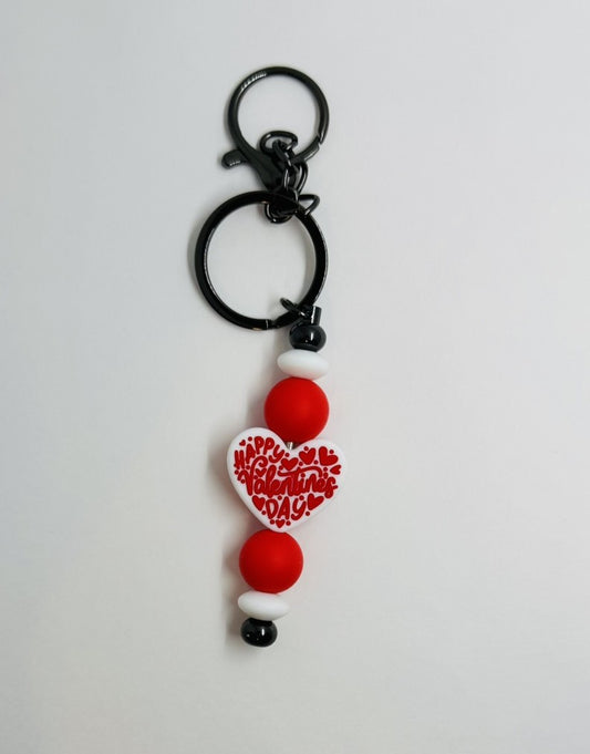 Happy Valentine's Day Keychain Silicone Bead Keychain Gifts For Her Silicone Keychains