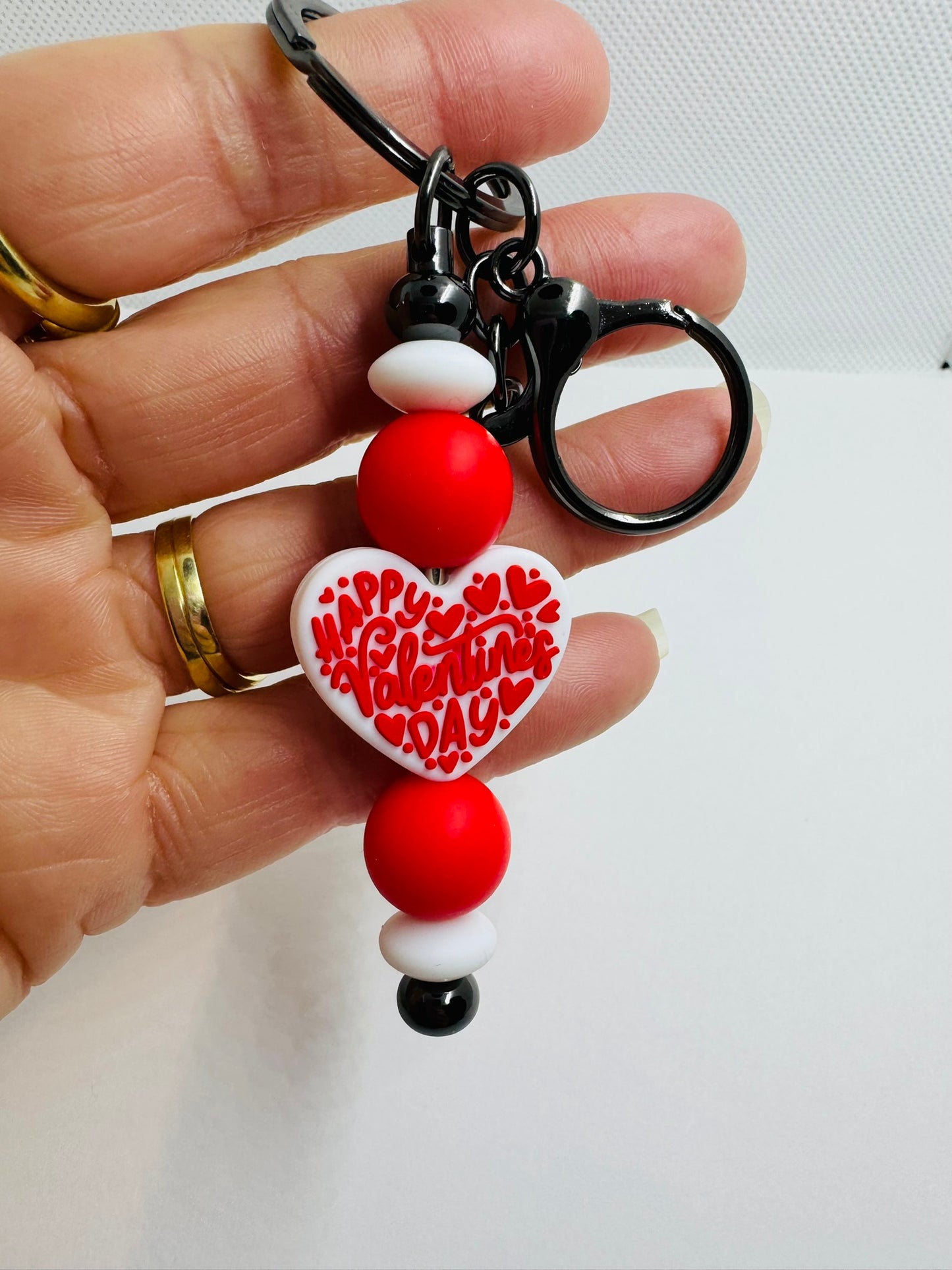 Happy Valentine's Day Keychain Silicone Bead Keychain Gifts For Her Silicone Keychains