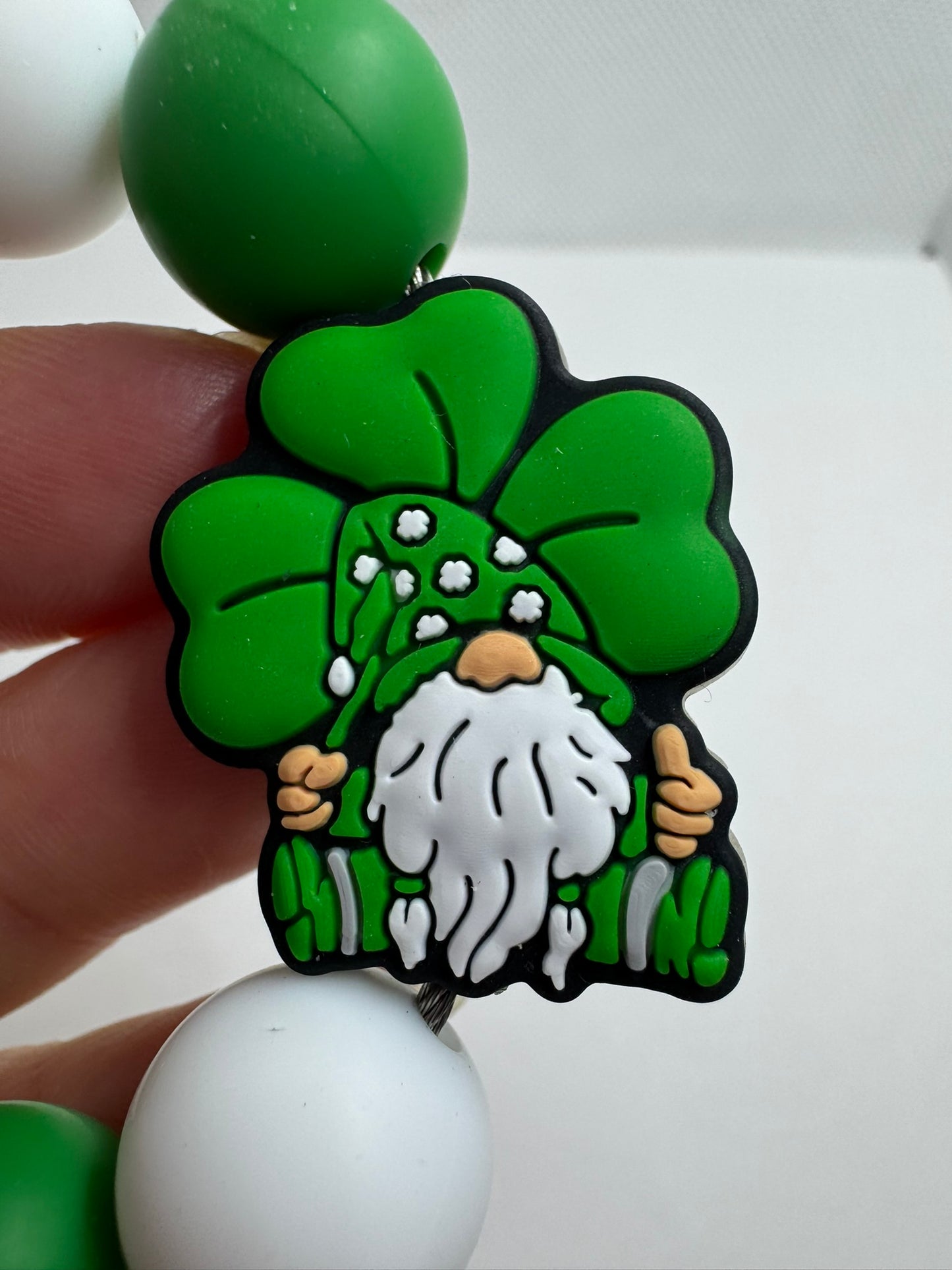 St Patrick's Day Shamrock Gnome Cup Charm