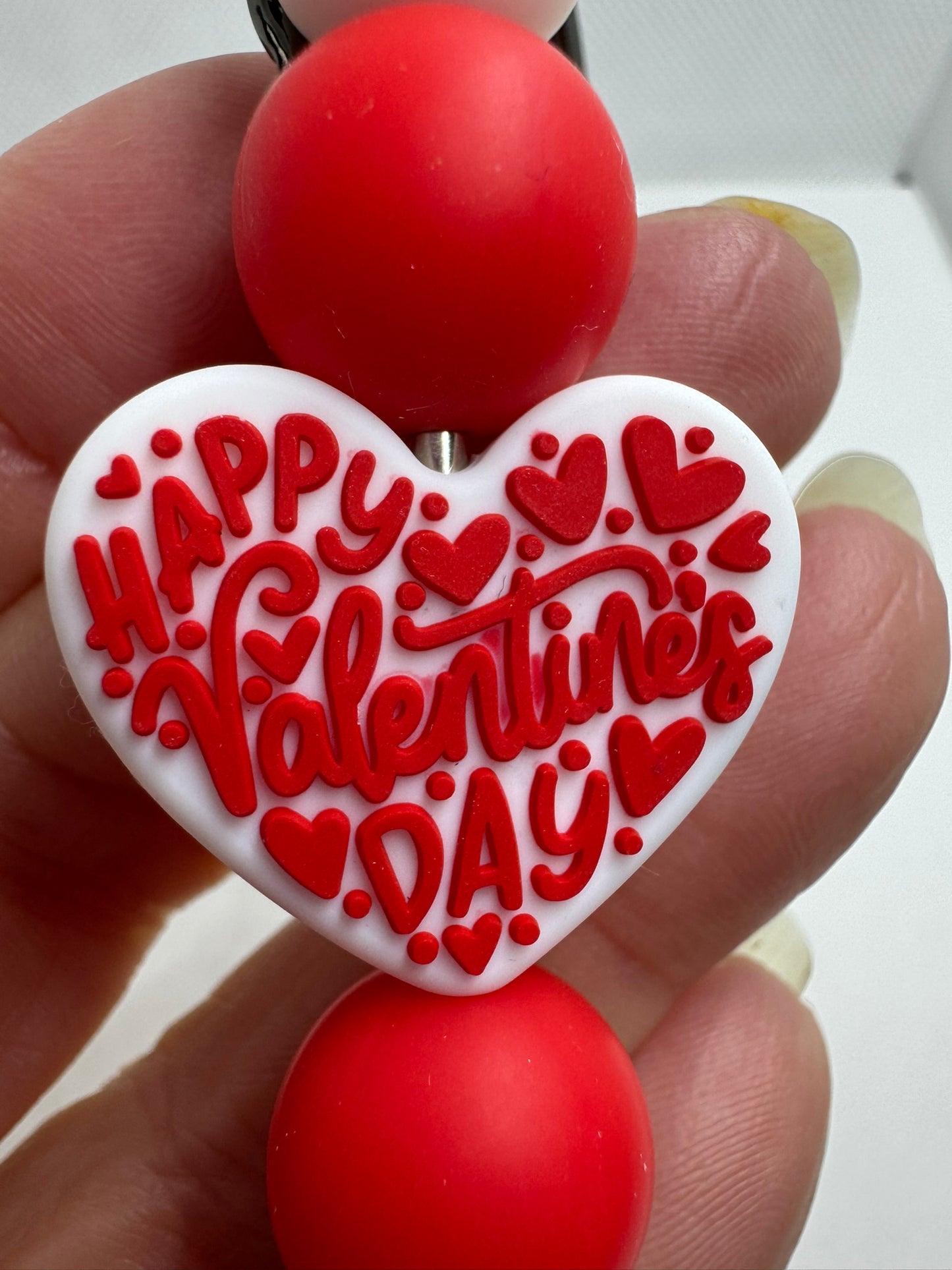 Happy Valentine's Day Keychain Silicone Bead Keychain Gifts For Her Silicone Keychains