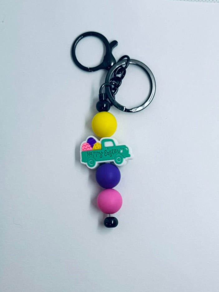 Happy Easter Silicone Bead Keychain