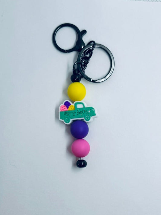 Happy Easter Silicone Bead Keychain