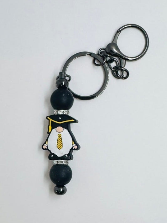 Graduation Gnome Keychain Silicone Bead Keychain