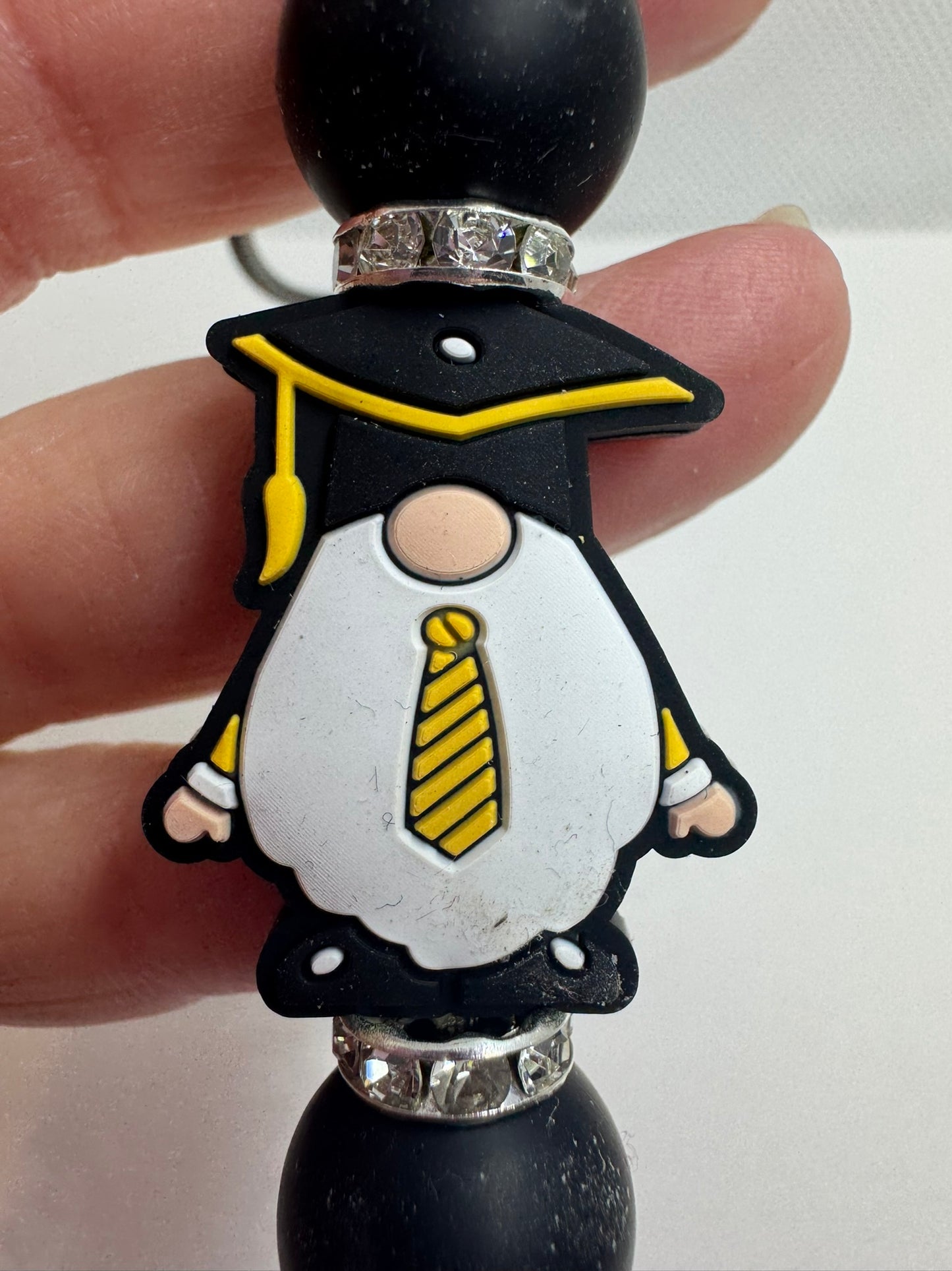 Graduation Gnome Keychain Silicone Bead Keychain