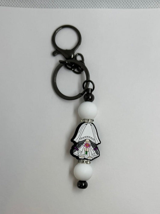 Bride Gnome Silicone Bead Keychain Wedding Gift