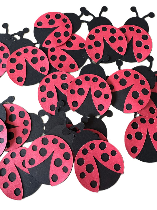 20 Ladybug Die Cuts, Red Black Ladybug Cutouts, Classroom Decor, Spring Bulletin Board, Bug Party Decorations, Scrapbook Embellishments