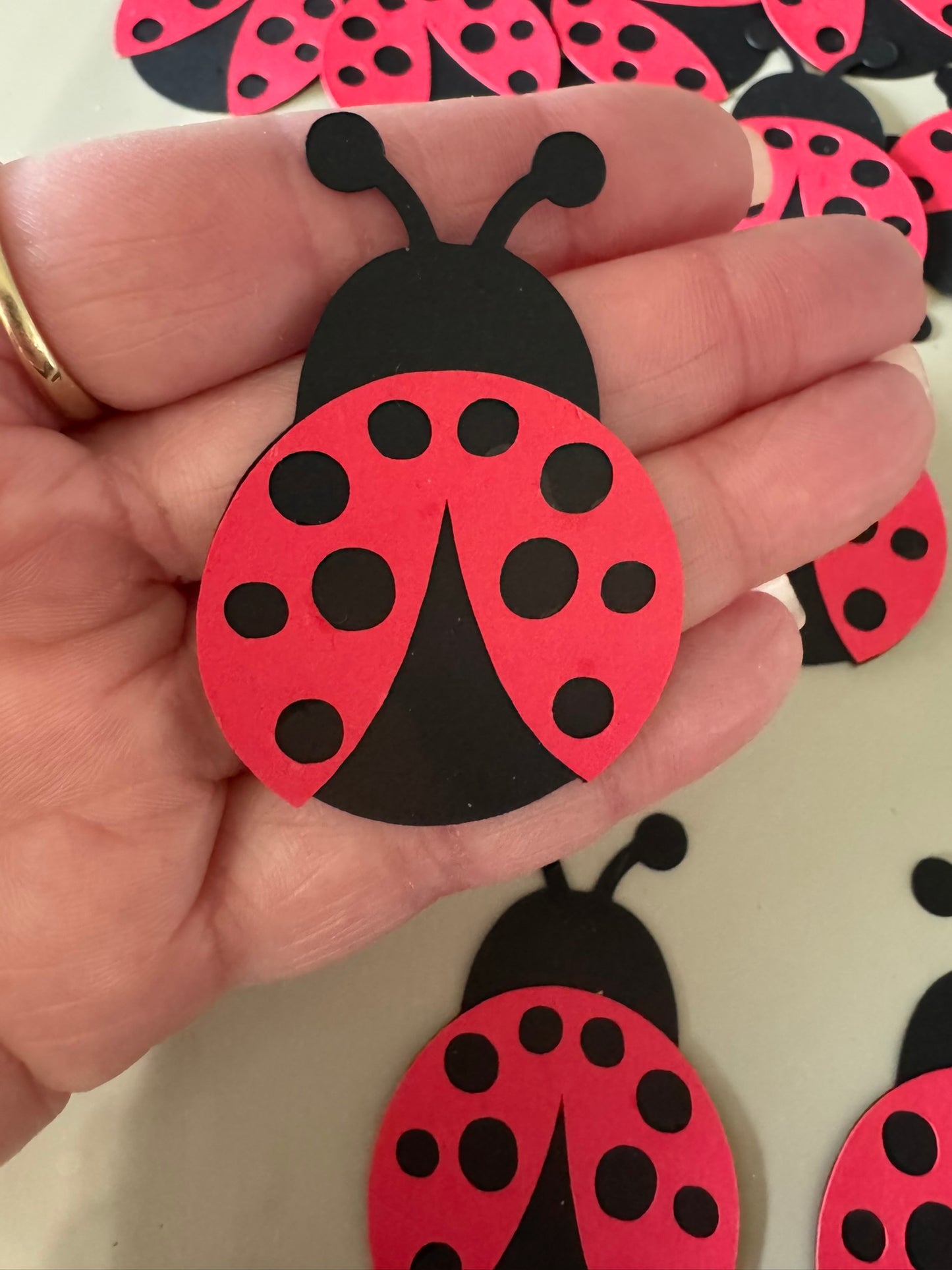 20 Ladybug Die Cuts, Red Black Ladybug Cutouts, Classroom Decor, Spring Bulletin Board, Bug Party Decorations, Scrapbook Embellishments