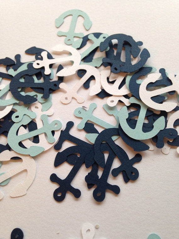 Light Blue White Navy Anchor Confetti