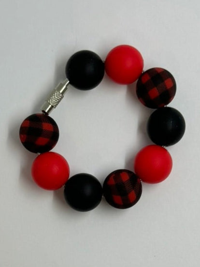 Red Black Check Cup Charm