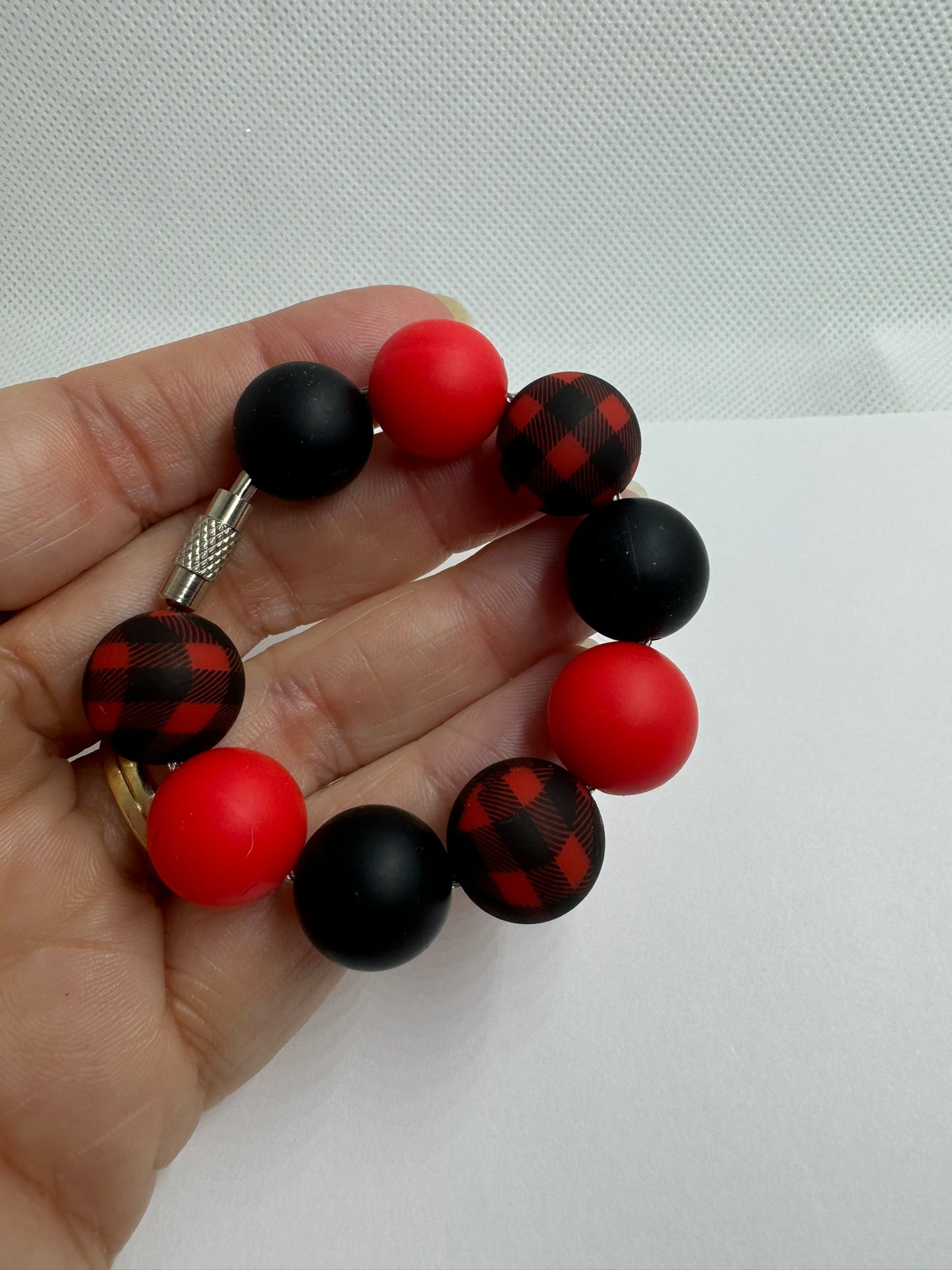 Red Black Check Cup Charm