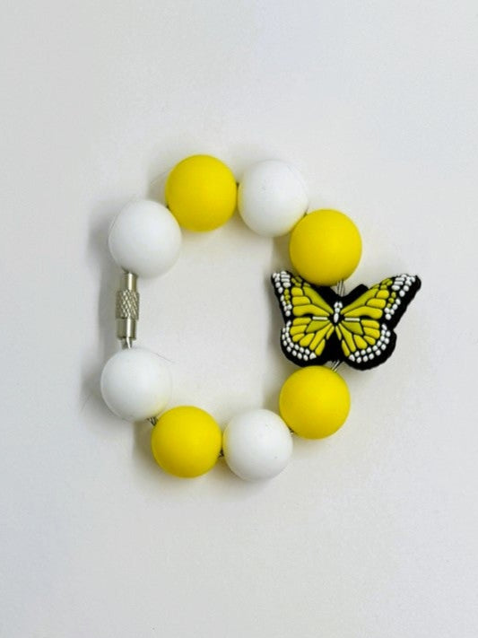 Yellow White Butterfly Cup Charm
